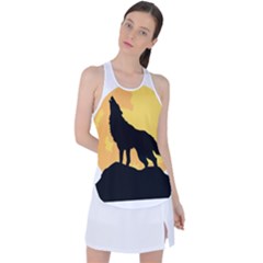 Wolf Wild Animal Night Moon Racer Back Mesh Tank Top by Semog4