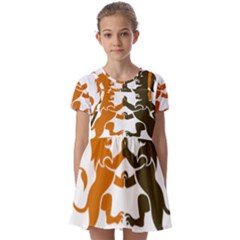 Lions Animals Wild Cats Kids  Short Sleeve Pinafore Style Dress by Semog4