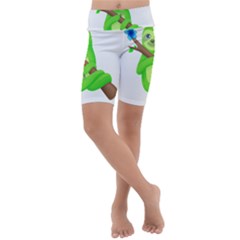 Sloth Branch Cartoon Fantasy Kids  Lightweight Velour Cropped Yoga Leggings by Semog4