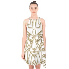 Lion Face Wildlife Crown Halter Collar Waist Tie Chiffon Dress by Semog4