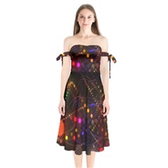 Abstract Light Star Design Laser Light Emitting Diode Shoulder Tie Bardot Midi Dress by Semog4