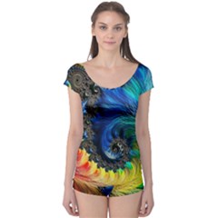 Colorful Digital Art Fractal Design Boyleg Leotard  by Semog4