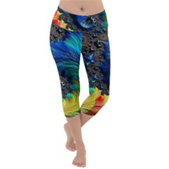 Colorful Digital Art Fractal Design Lightweight Velour Capri Yoga Leggings by Semog4