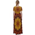 Abstract Gold Mandala Yellow High Waist Short Sleeve Maxi Dress View2