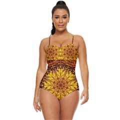 Abstract Gold Mandala Yellow Retro Full Coverage Swimsuit by Semog4