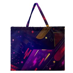 Colorful Abstract Background Creative Digital Art Colorful Geometric Artwork Zipper Large Tote Bag by Semog4