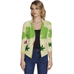 Leaves-140 Women s Casual 3/4 Sleeve Spring Jacket by nateshop