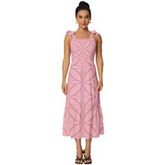 Pink-75 Tie-strap Tiered Midi Chiffon Dress by nateshop