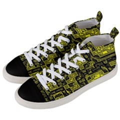 Background Graphic Beautiful Wallpaper Yellow Men s Mid-top Canvas Sneakers