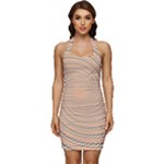Background Spiral Abstract Template Swirl Whirl Sleeveless Wide Square Neckline Ruched Bodycon Dress