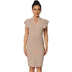 Background Spiral Abstract Template Swirl Whirl Vintage Frill Sleeve V-Neck Bodycon Dress
