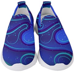 Spiral Shape Blue Abstract Kids  Slip On Sneakers