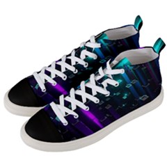 Abstract Building City 3d Men s Mid-top Canvas Sneakers