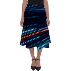Orange Blue Dot Dots Lines Abstract Abstract Digital Art Perfect Length Midi Skirt by Jancukart