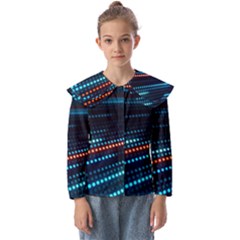 Orange Blue Dot Dots Lines Abstract Abstract Digital Art Kids  Peter Pan Collar Blouse by Jancukart