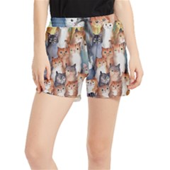 Cats Watercolor Pet Animal Mammal Women s Runner Shorts by Jancukart