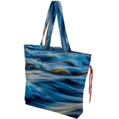 Waves Abstract Waves Abstract Drawstring Tote Bag by Semog4