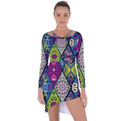 Ethnic Pattern Abstract Asymmetric Cut-out Shift Dress by Semog4