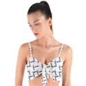 Precision Pursuit: Hunting Motif Black and White Pattern Woven Tie Front Bralet View1