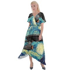 Star Trek Starship The Starry Night Van Gogh Cross Front Sharkbite Hem Maxi Dress by Semog4