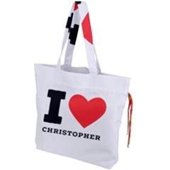 I Love Christopher  Drawstring Tote Bag by ilovewhateva