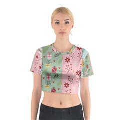 Flat Christmas Pattern Collection Cotton Crop Top