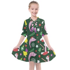 Colorful Funny Christmas Pattern Kids  All Frills Chiffon Dress by Semog4