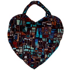 Stained Glass Mosaic Abstract Giant Heart Shaped Tote by Semog4