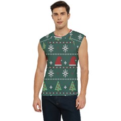 Beautiful Knitted Christmas Pattern Men s Raglan Cap Sleeve Tee by Semog4