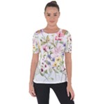 bunch of flowers Shoulder Cut Out Short Sleeve Top