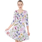 bunch of flowers Quarter Sleeve Front Wrap Dress