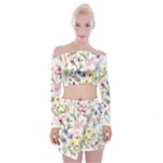 bunch of flowers Off Shoulder Top with Mini Skirt Set