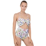 bunch of flowers Scallop Top Cut Out Swimsuit
