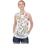 bunch of flowers High Neck Satin Top