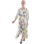 bunch of flowers Quarter Sleeve Wrap Front Maxi Dress