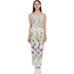 bunch of flowers V-Neck Spaghetti Strap Tie Front Jumpsuit