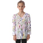 bunch of flowers Kids  V Neck Casual Top