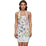 bunch of flowers Sleeveless Wide Square Neckline Ruched Bodycon Dress