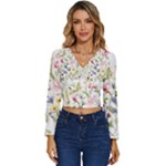bunch of flowers Long Sleeve V-Neck Top