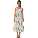 bunch of flowers Square Neckline Tiered Midi Dress
