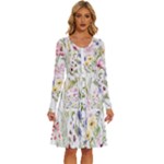 bunch of flowers Long Sleeve Dress With Pocket