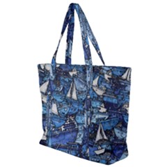 Boat Ship Background Pattern Zip Up Canvas Bag