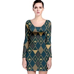 Background Non Seamless Pattern Long Sleeve Velvet Bodycon Dress