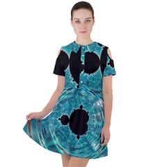 Fractal Abstract Background Short Sleeve Shoulder Cut Out Dress 