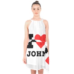 I Love John Halter Collar Waist Tie Chiffon Dress by ilovewhateva