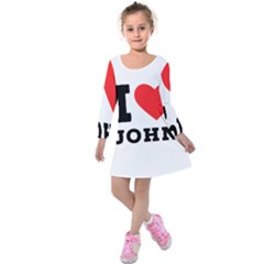 I Love John Kids  Long Sleeve Velvet Dress by ilovewhateva