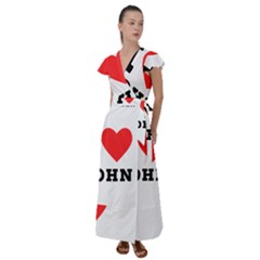 I Love John Flutter Sleeve Maxi Dress by ilovewhateva