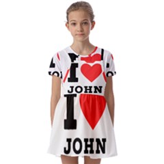 I Love John Kids  Short Sleeve Pinafore Style Dress by ilovewhateva