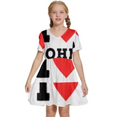 I Love John Kids  Short Sleeve Tiered Mini Dress by ilovewhateva