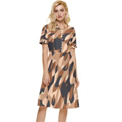 Abstract Camouflage Pattern Button Top Knee Length Dress by Jack14